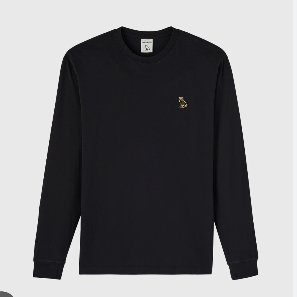 OVO Midnight Black Long Sleeve Tee with Gold Emblem